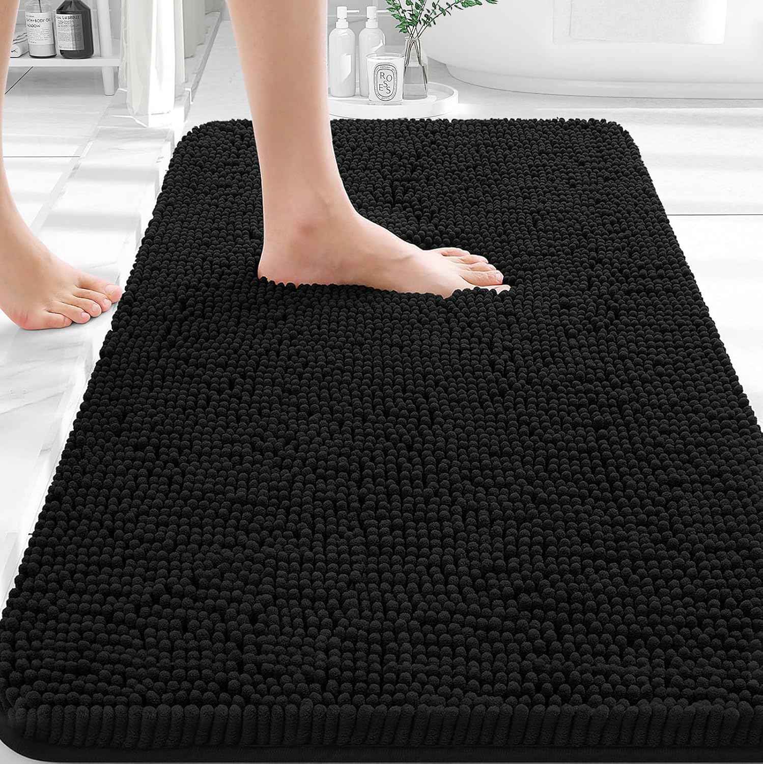 OLANLY Bathroom Rugs 35x24, Extra Soft Absorbent Chenille Bath Rugs