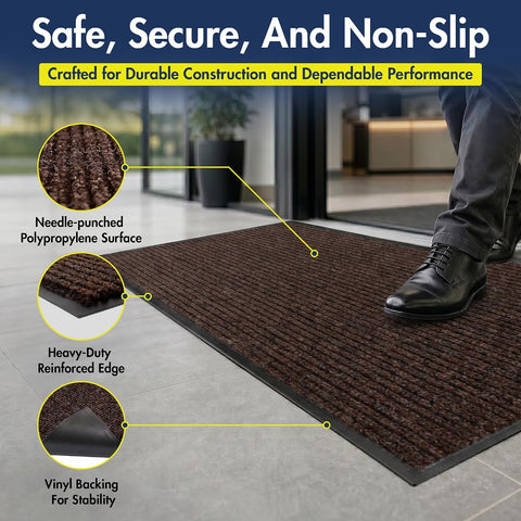 Notrax 109 Industrial Door Mat, 2' x 3' Brown, Made in the USA