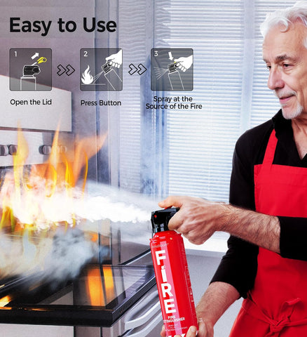 AmzBoom Fire Extinguisher for Home, Car, Kitchen, and Boat 3-Pack, Portable Extinguishing Aerosol Spray Compact A, B, C, K – Includes Mounting Brackets for Easy Access.