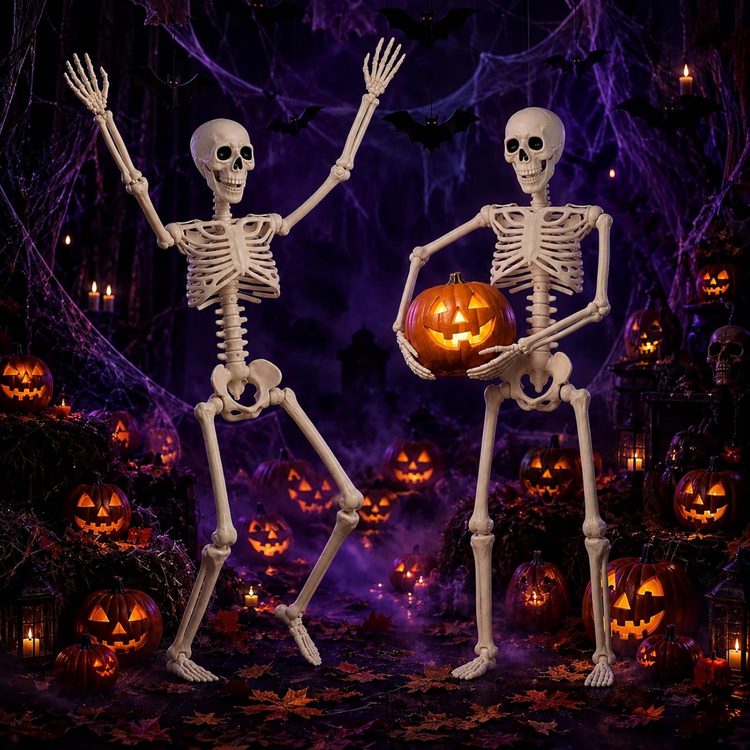Abakuku 36" Halloween Skeleton Decorations,Human Bones for Halloween Party with Movable Joints,for Haunted Houses, Front Lawn, Graveyard Props