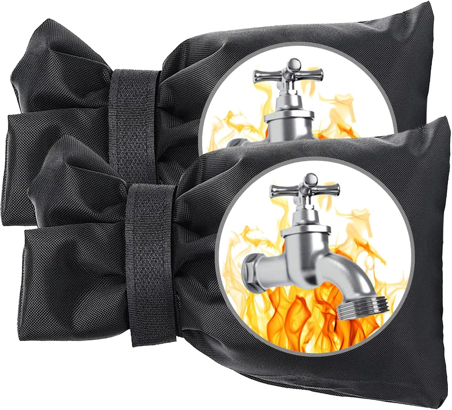 Outdoor Faucet Covers for Winter, Actgan 8.3"H x 6"W Thickened Outside Garden Faucet Socks for Freeze Protection, Reusable Insulated Faucet Covers, 2 Pack, Black