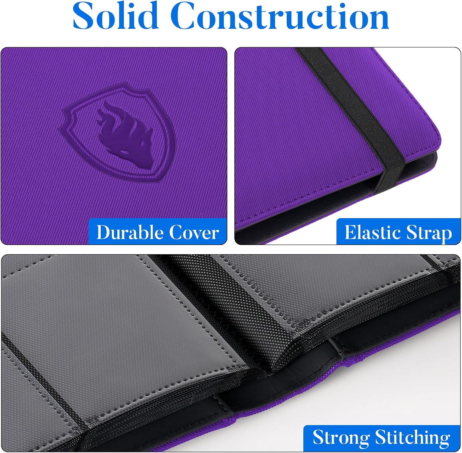 Premium 9 Pocket Card Binder for 540 Cards, Fabmaker PU Trading Card Binder