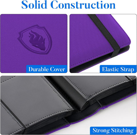 Premium 9 Pocket Card Binder for 540 Cards, Fabmaker PU Trading Card Binder