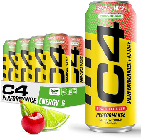 C4 Performance Energy Drink with Zero Sugar, Cherry Limeade, 12pk