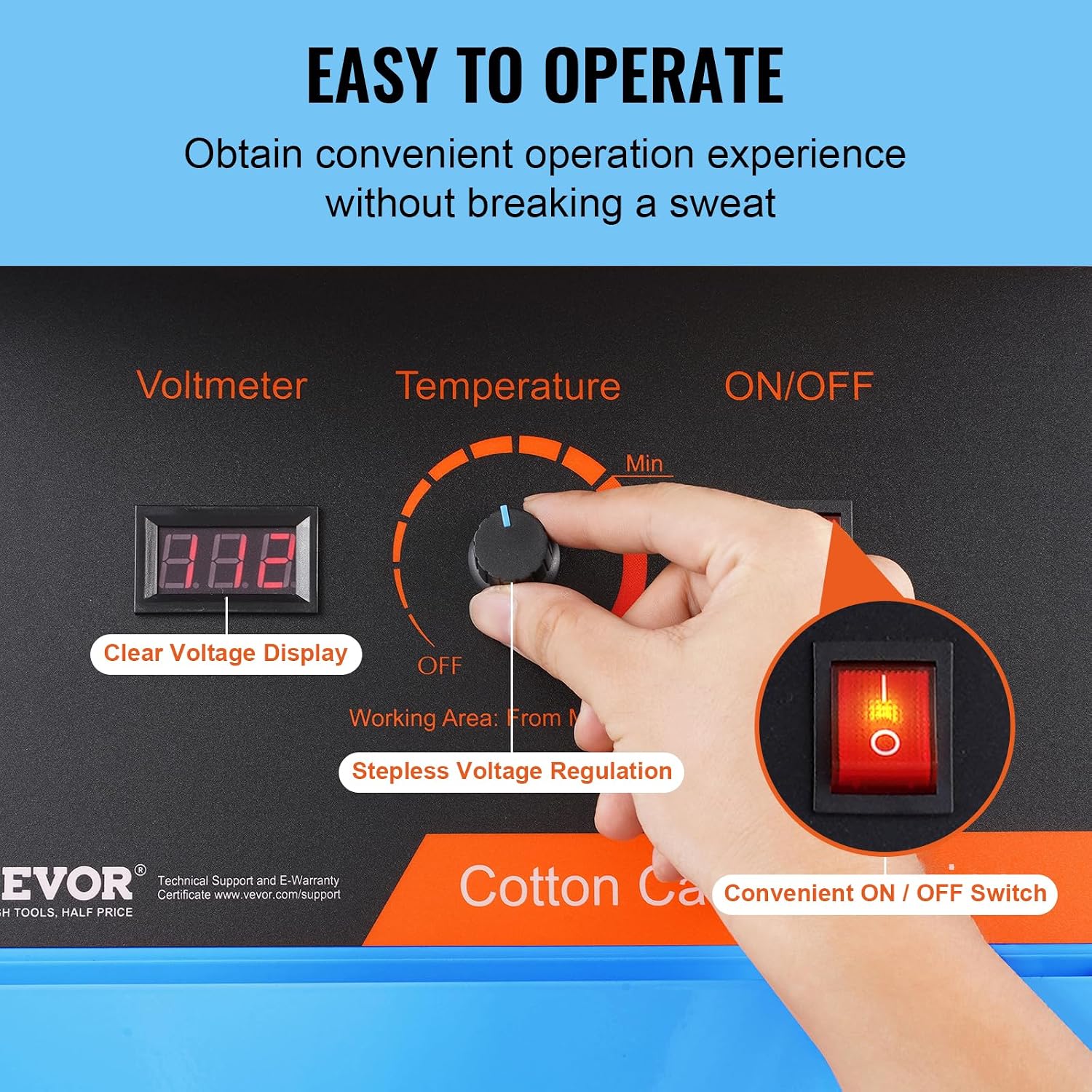 VEVOR Cotton Candy Machine Commercial, 1000W Electric Floss Maker with Stainless Steel Bowl, Sugar Scoop, Storage Drawer, Perfect for Home, Carnival, Kids Birthday, Family Party, Blue