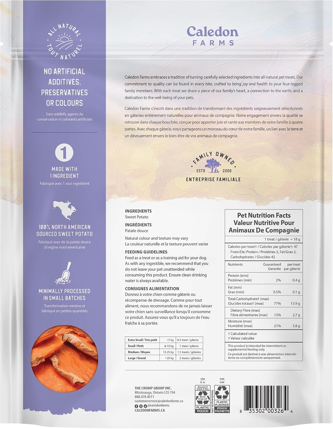 Caledon Farms Value Pack Sweet Potato Chews Dog Treats 28oz/795G (Pack of 4)