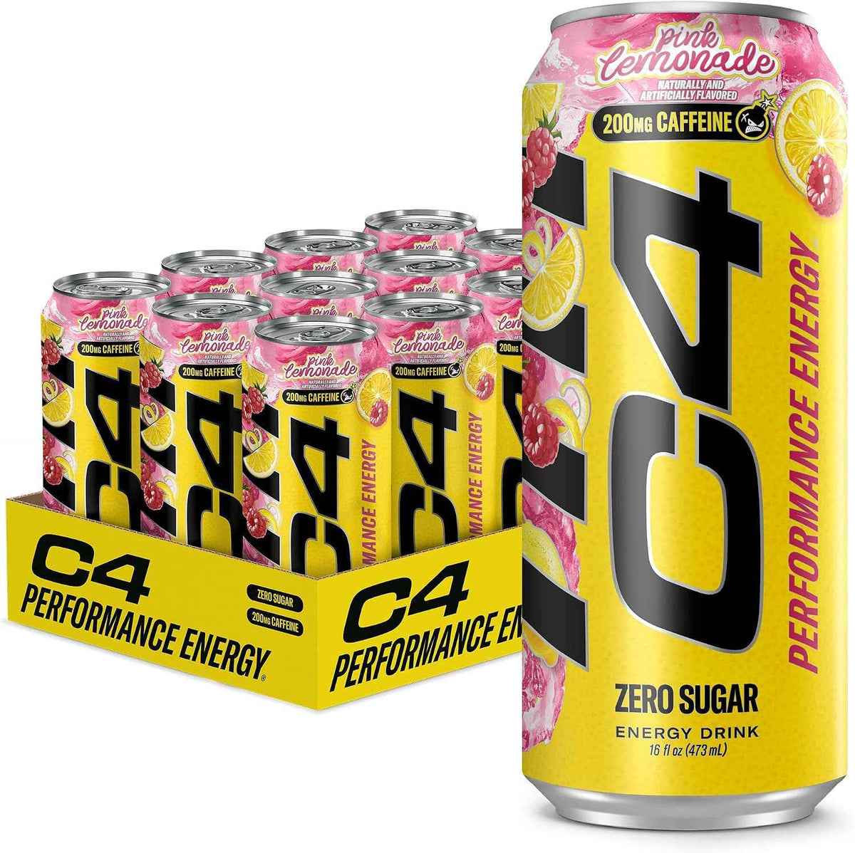 C4 Performance Energy Drink with Zero Sugar, 200mg Caffeine, 16 Fl Oz 12pk
