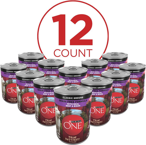Purina ONE True Instinct Wet Dog Food, Beef & Bison, (12) 13 oz Pack