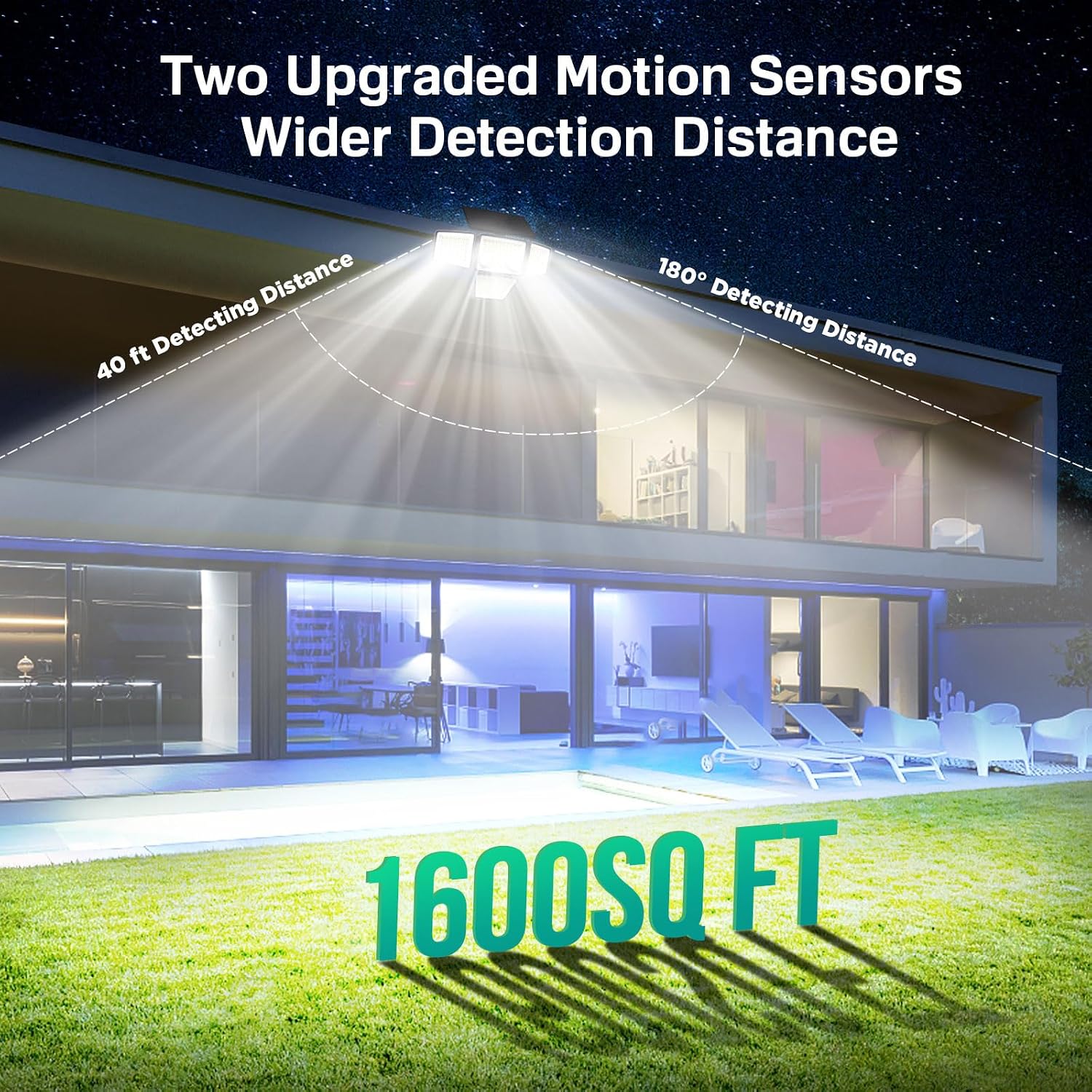 LYWALT Solar Outdoor Lights - 3000LM 188 LED Motion Sensor Outdoor Lights, 4 Heads Security Light,IP65 Waterproof, Easy Install,270°Wide Angle Flood Wall Light with 3 Modes for Backyard Yard