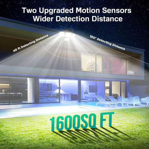 LYWALT Solar Outdoor Lights - 3000LM 188 LED Motion Sensor Outdoor Lights, 4 Heads Security Light,IP65 Waterproof, Easy Install,270°Wide Angle Flood Wall Light with 3 Modes for Backyard Yard