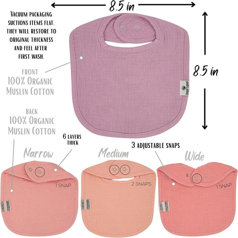 Diaper Squad 10-Pack Organic Cotton Baby Bibs for Baby Boy, Girl