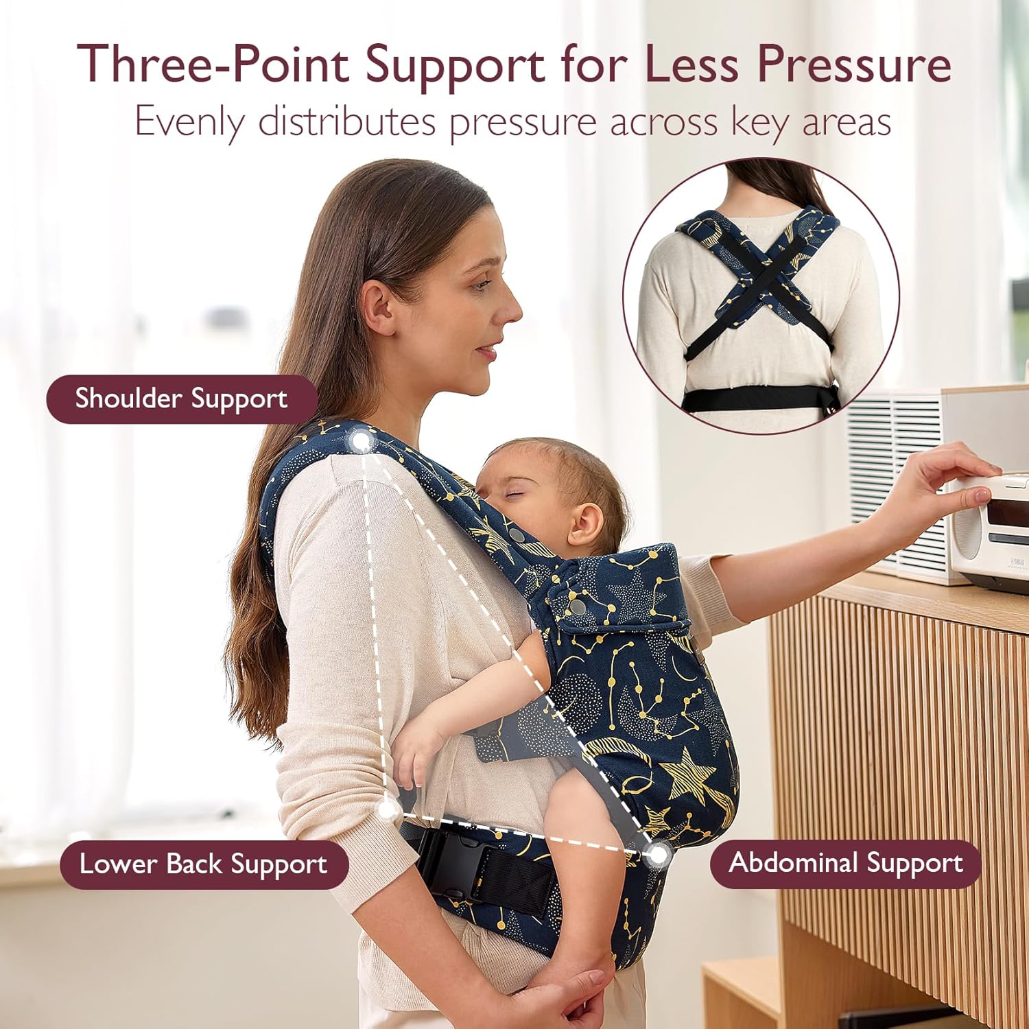 Momcozy PureHug Baby Carrier - Ergonomic, Cozy and Lightweight for 7-45 lbs