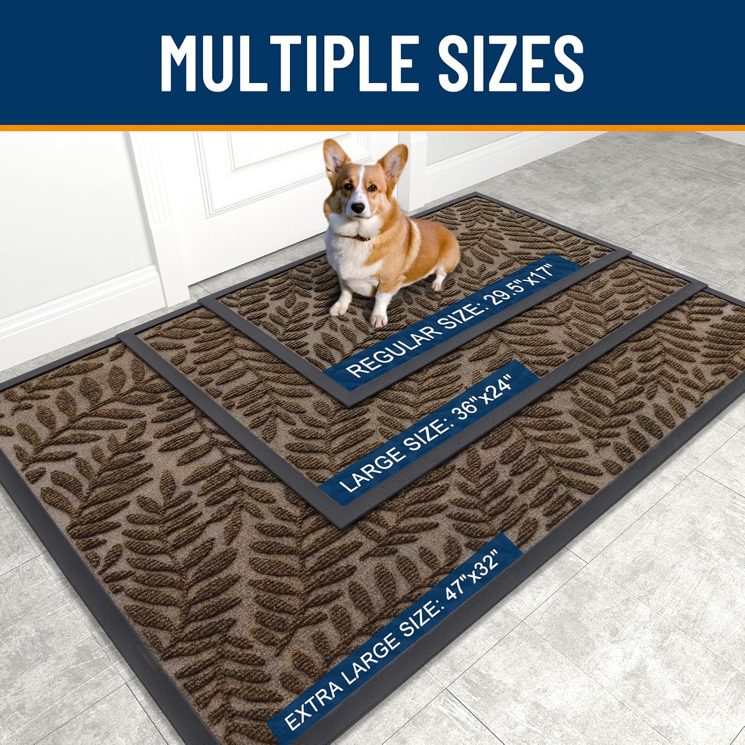 OLANLY Door Mat Indoor Outdoor Entrance 29.5x17, Heavy-Duty Rubber Doormat