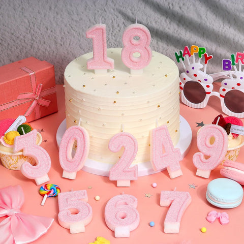 Cute Number 3 Birthday Candle, Glitter Pink Number Candles, Birthday Cake Topper Decoration, Party Supplies Anniversary Celebrations