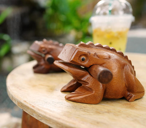 BSIRI 4" Frog Guiro Rasp - Small Instrument Musical Wooden Percussion Wood Block Instrument of Frog Noise Maker and Cool Music Gifts Ideas Funny Weird Instruments for Adults Made from Nature Wood