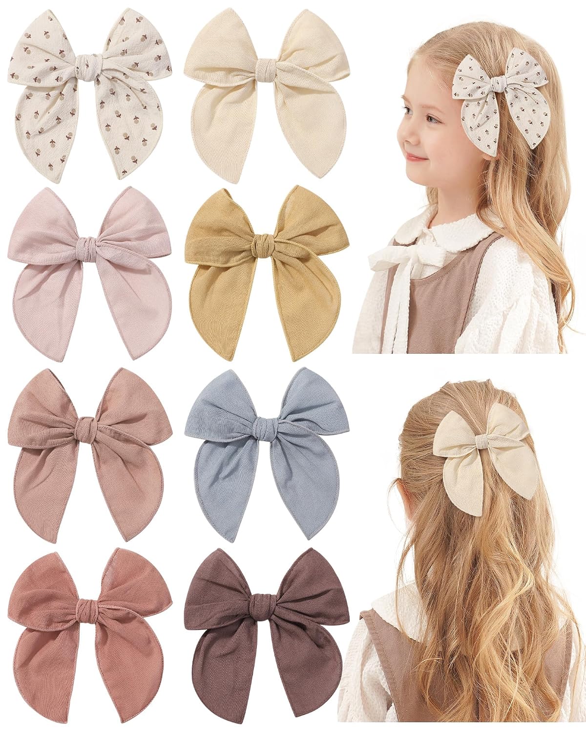 doboi 8PCS Baby Girls Hair Clips Fable Hair Bows