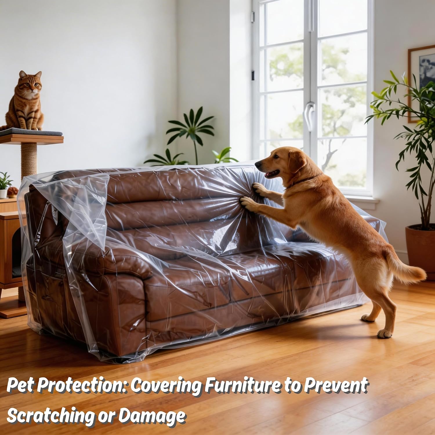 Wowfit 4mil Couch Cover for Moving, Clear Sofa Storage Bag, 92Wx42Dx62/41H
