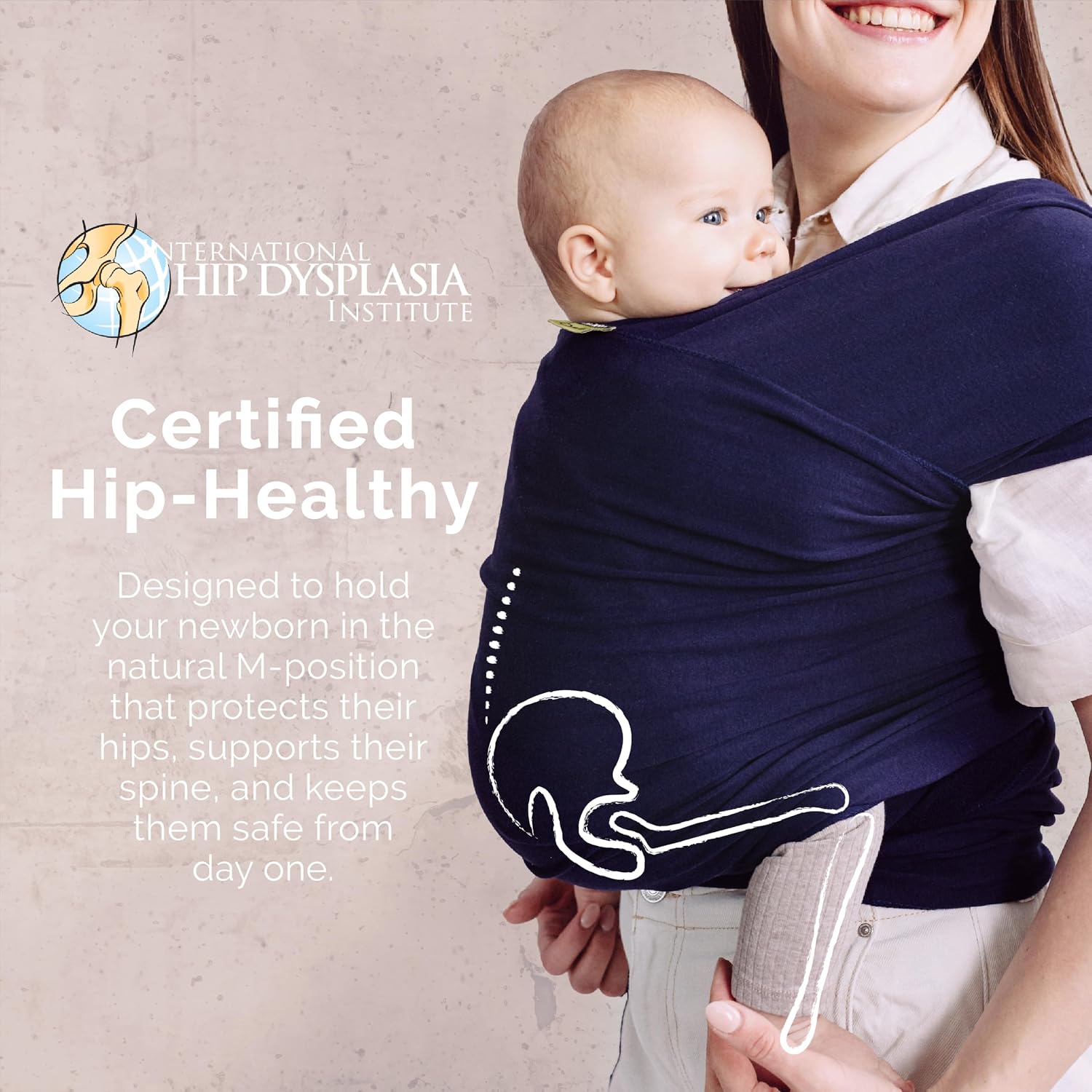 Boba Baby Wrap Carrier - Stretch Cotton Newborn Sling, Navy Blue