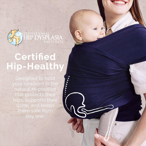 Boba Baby Wrap Carrier - Stretch Cotton Newborn Sling, Navy Blue