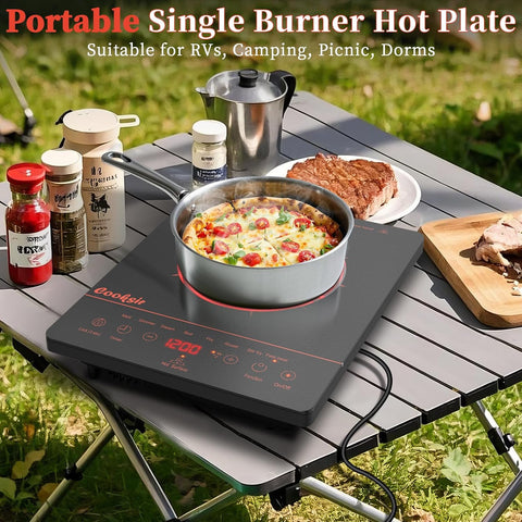 Single Burner Electric Cooktop 1800W 110V Plug in, Orange