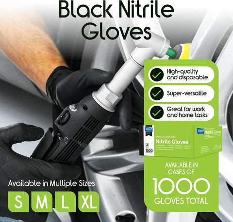 Inspire Black Nitrile Gloves | THE ORIGINAL Quality Black Gloves Disposable Latex Free | 4.5 Medical examination