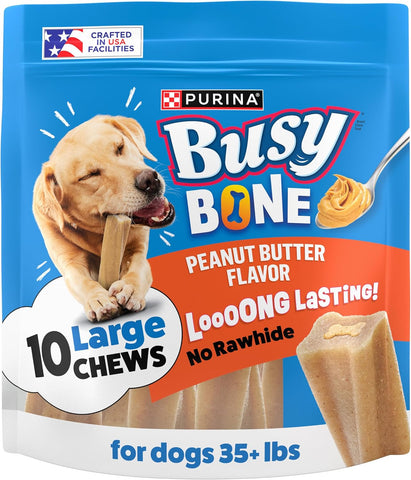 Purina Busy Bone Large Dog Chew Treats, Peanut Butter Flavor, 10 ct Pouch