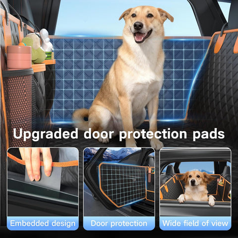 Twesync Dog Seat Cover for Back Seat, Hard Bottom Back Seat Extender, 100% Waterproof & Machine Washable, 600D Heavy Duty, Supports 400lbs for Travel & Camping, Dog Back Seat Pet Cover for Cars