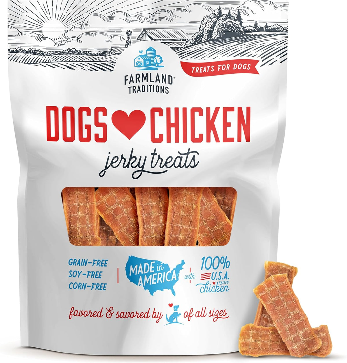 Farmland Traditions Filler Free Dogs Love Chicken Premium Jerky Treats for Dogs, 3 lb. Bag