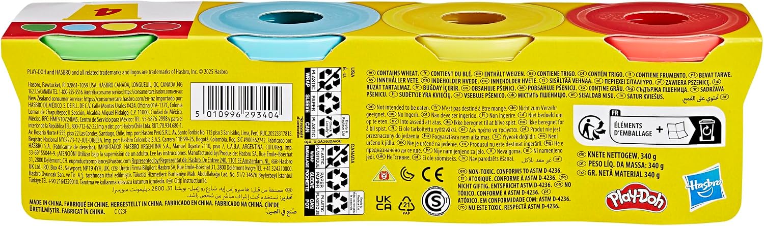 Play-Doh 4 Classic Colors, Set of Modeling Compound 3 oz x4, Manual Activity and Artistic Creations, Play-Doh Creative Kits for Kids