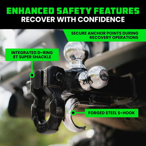 Rhino USA Trailer Hitch Tri-Ball Mount with Hook & Shackle - 2in Receiver