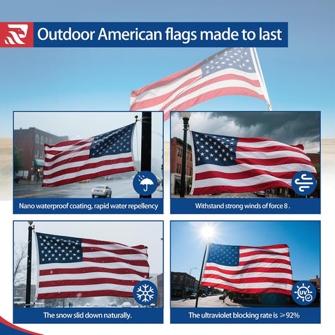 Made in USA American Flag 4x6Ft, Heavy Duty Nylon Outdoor Flag, Durable Construction for All Weather and High Wind Use, Fade Resistant, Weather Resistant, Long Lasting Premium Quality USA Flag