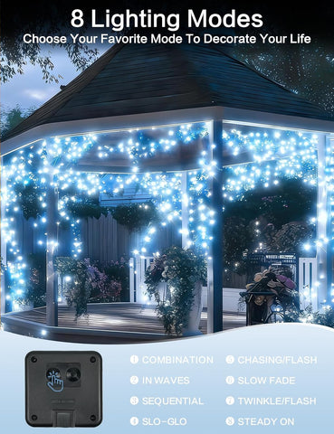 Solar String Lights Outdoor, 2Pack 144FT 400LED Fairy Lights, White