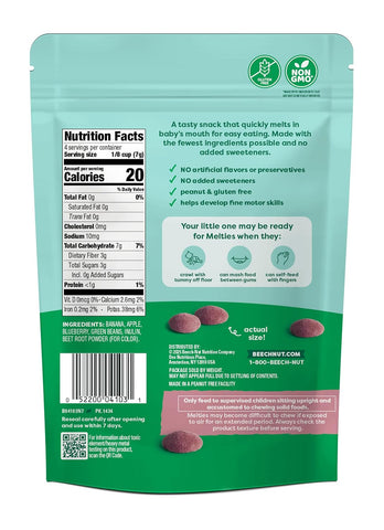 Beech-Nut Melties, Banana Blueberry Green Bean Snack Melts, 7 Bags