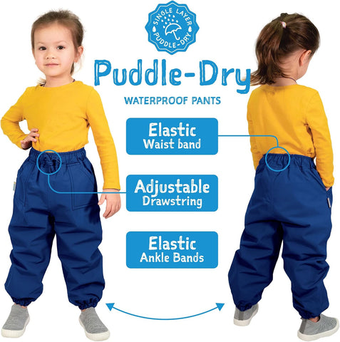 JAN & JUL Girls' Puddle-Dry Rain Pants for Toddlers