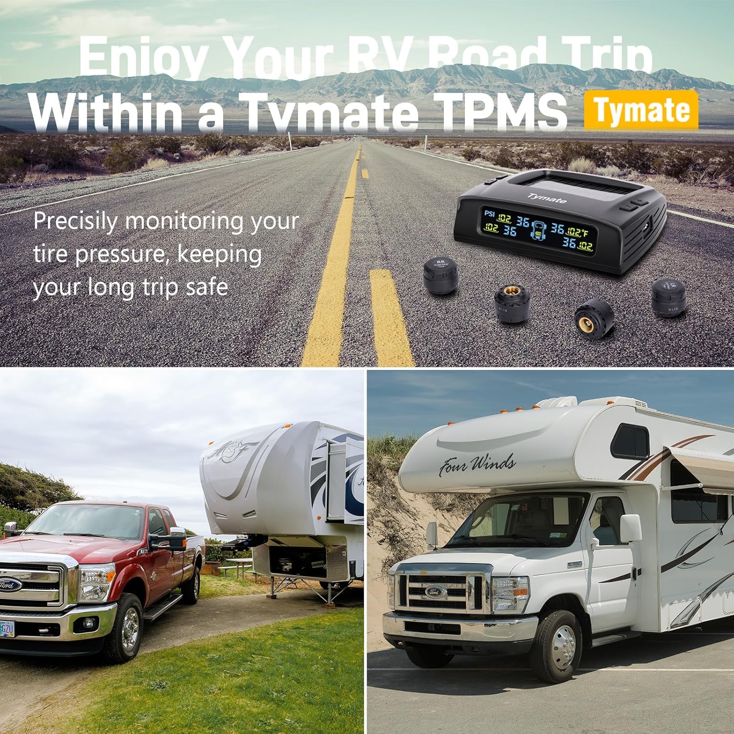 Tymate TM2 RV Tire Pressure Monitoring System, TPMS Set of 4 Sensors