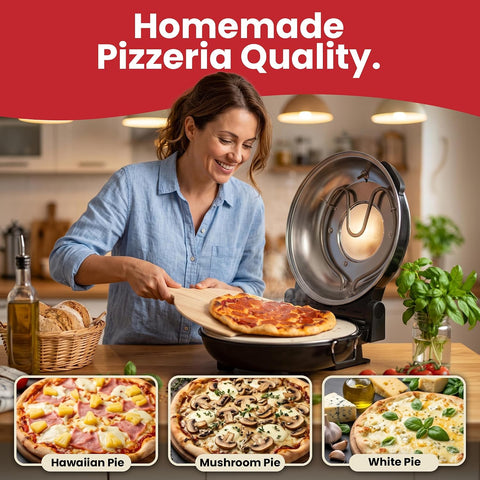 PIEZANO 12" Electric Pizza Oven Indoor Countertop Pizza Maker, Black