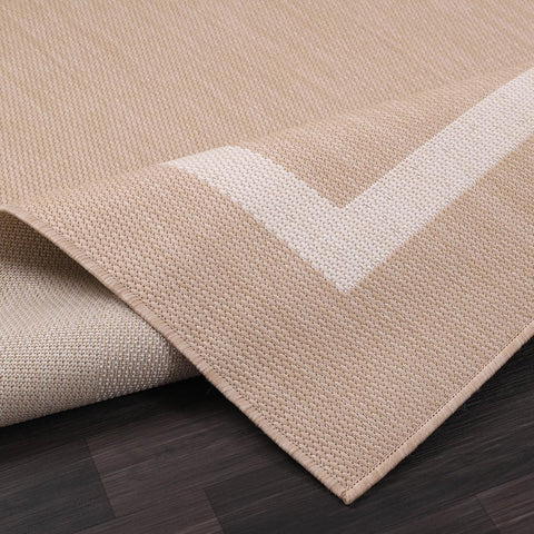 Luul Home Bordered Outdoor Rug 5x7 Washable Outside Carpet for Indoor Patio Porch Waterproof Easy Cleaning Non Shedding Area Rugs Beige 5 x 7