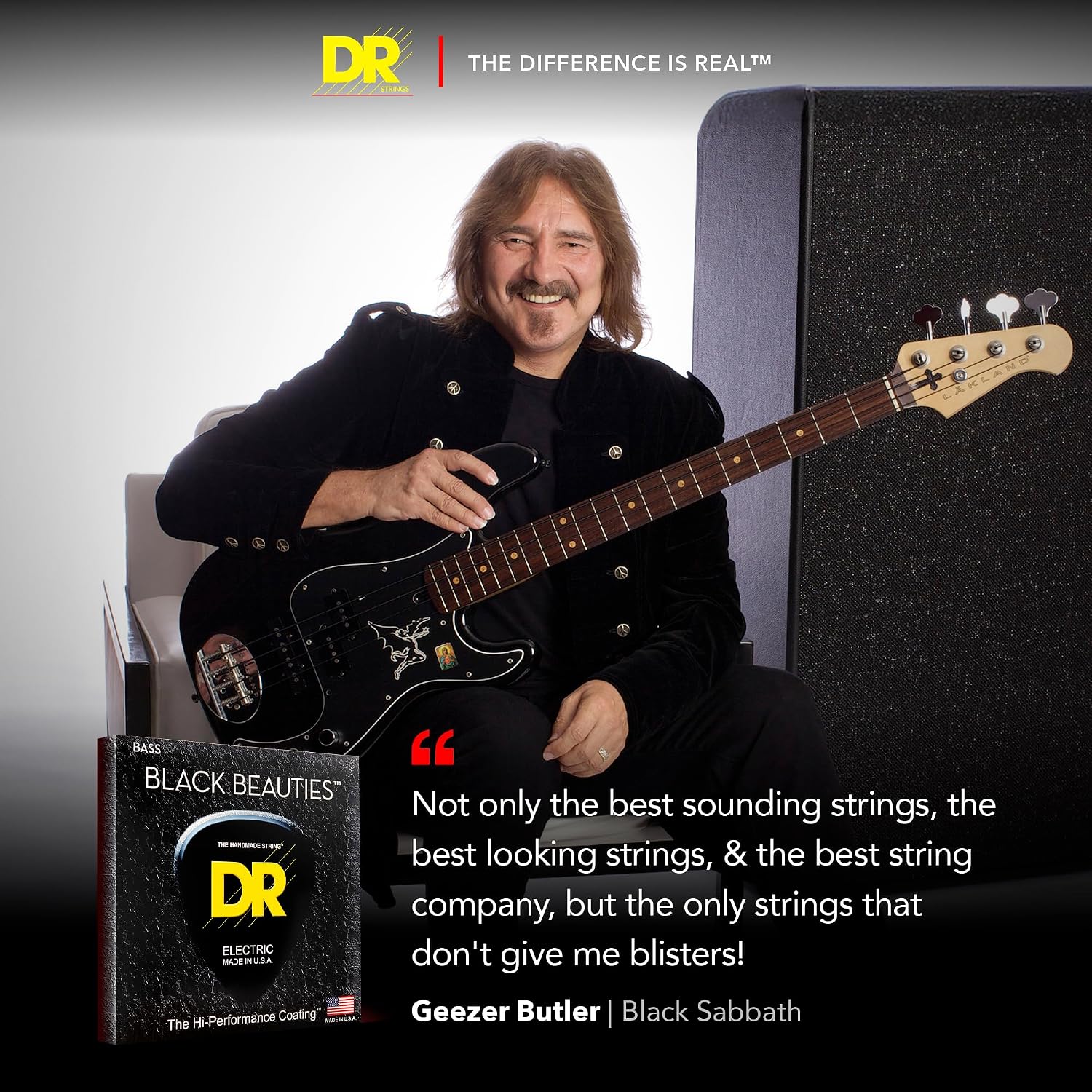 DR Strings BLACK BEAUTIES™ - Black Colored Bass Strings: Heavy 50-110 Tapered