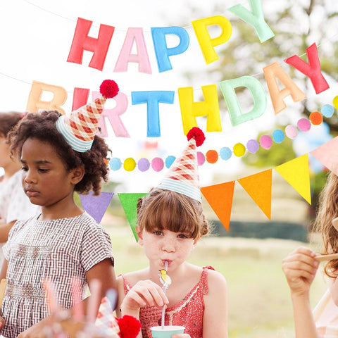 CANREVEL 3 PCS Pre-Strung 3D Happy Birthday Banner Decorations, Pastel