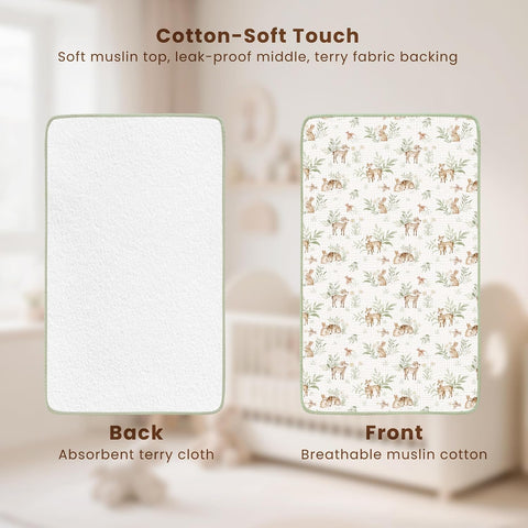 Konssy 2 Pack Waterproof Muslin Portable Changing Pad, Diaper Changing Mat