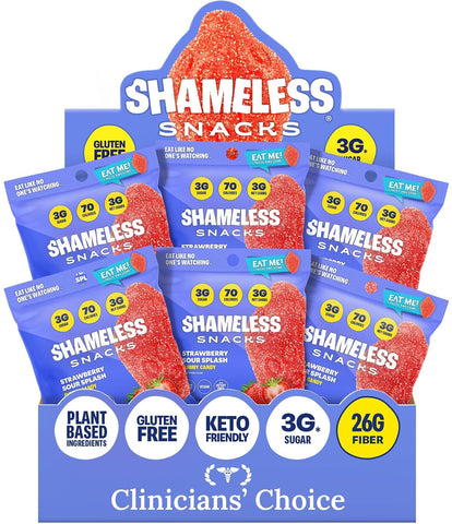 Shameless Snacks Strawberry Sour Splash Gummy Candy & Fruit Snacks - Keto