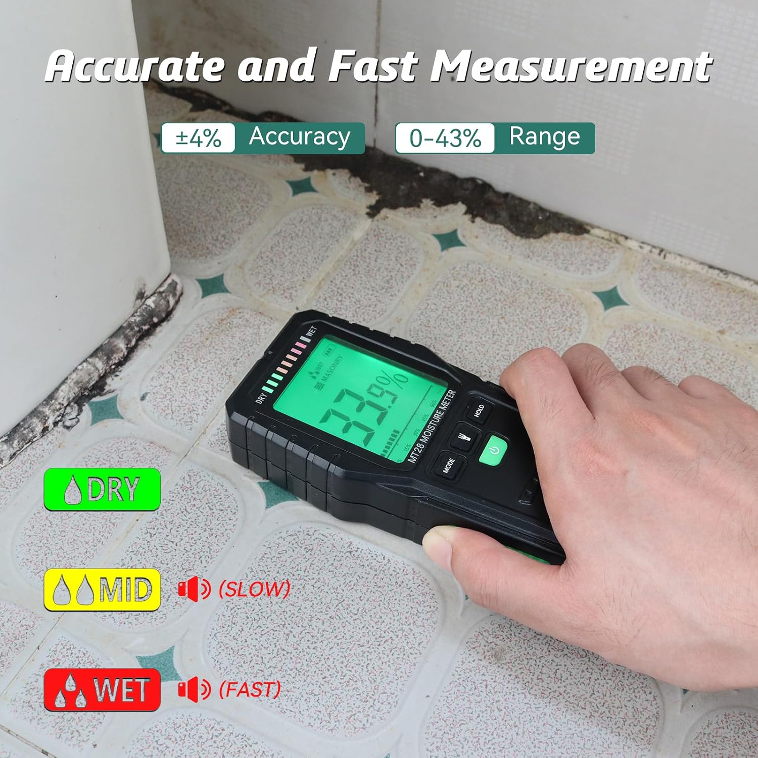 Pinless Moisture Meter for Wood Digital Wall Moisture Detector