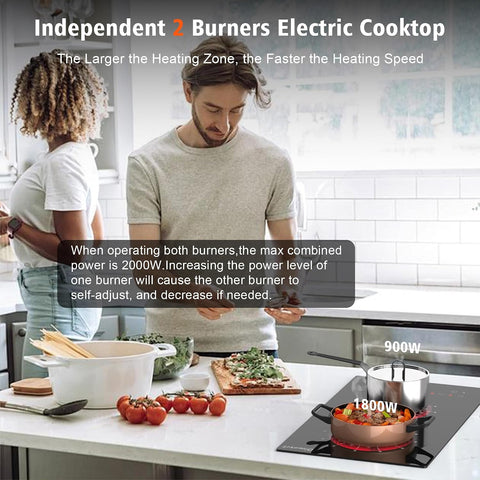 2 Burner Electric Cooktop 110V Portable Plug in 2000W