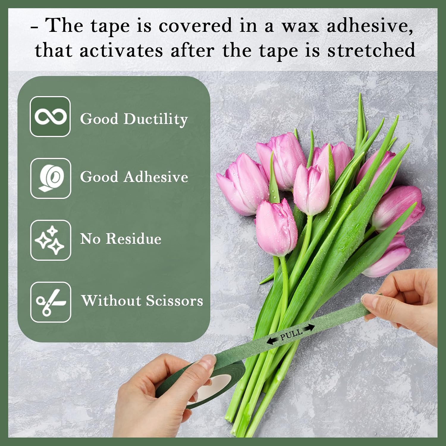COIDEA 8 Rolls Floral Tape, 1/2" Wide Flower Tape, Green Floral Tape