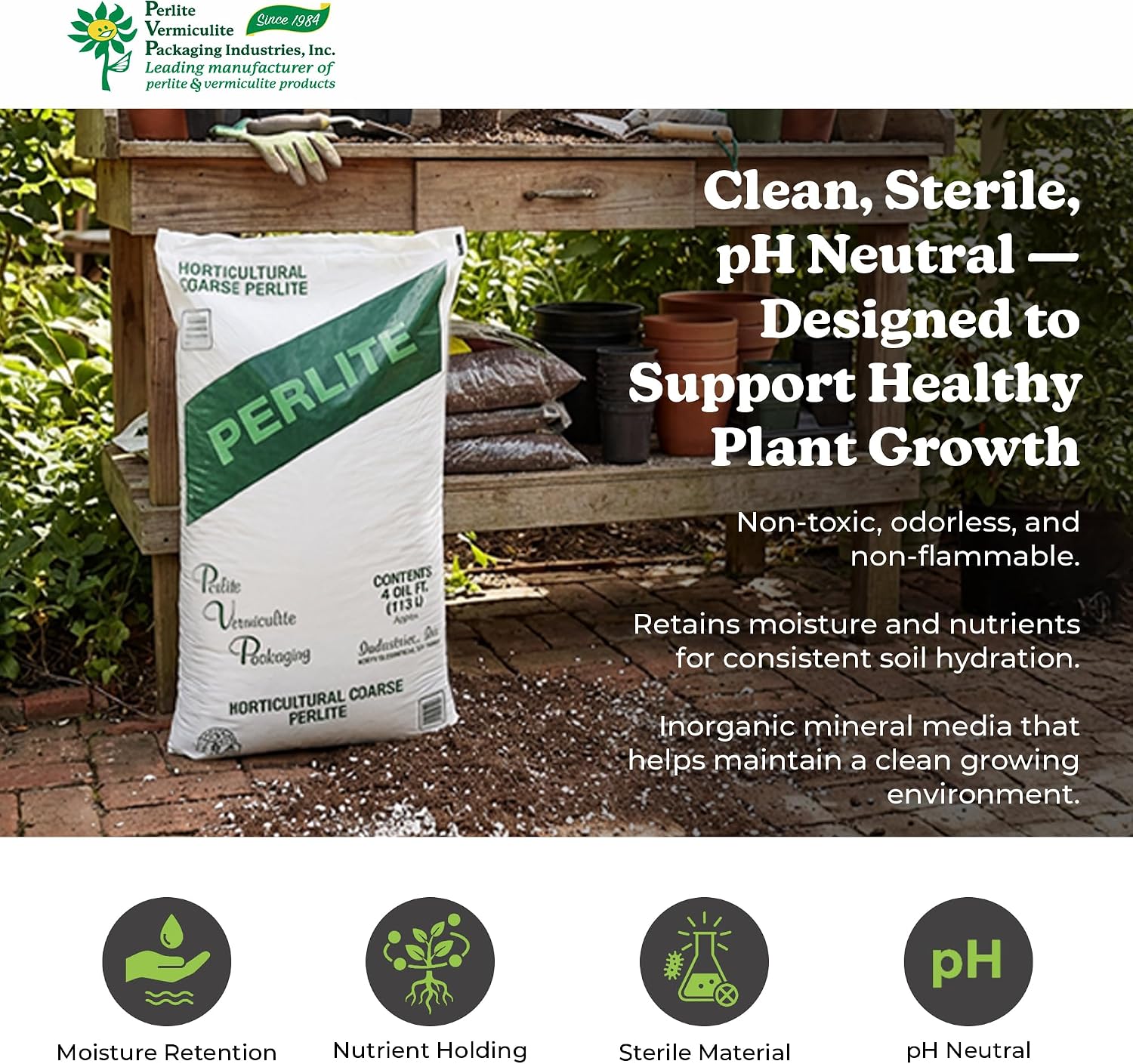 PVP Industries Organic Coarse Perlite for Planting and Garden Soil, 120 Qt