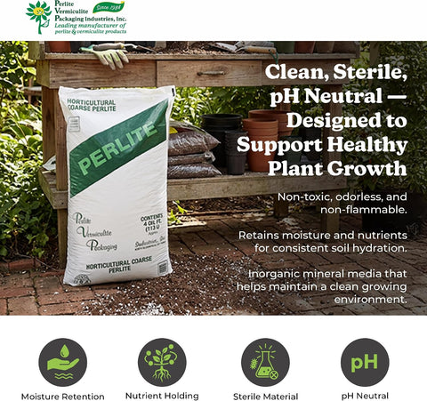 PVP Industries Organic Coarse Perlite for Planting and Garden Soil, 120 Qt