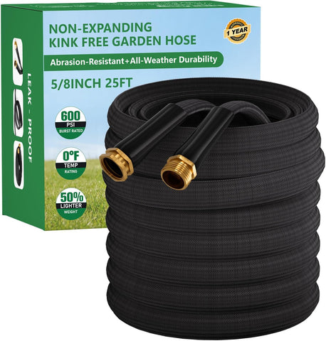Garden Hose 25FT, Non-Expanding Water Hose Ultra Lightweight