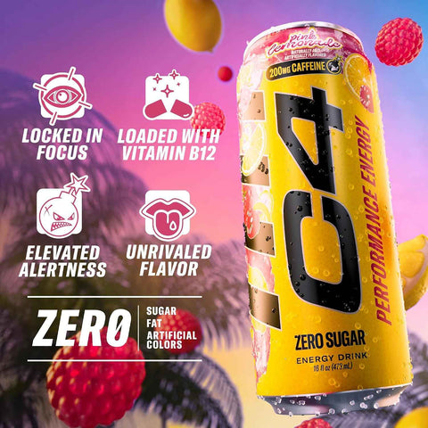 C4 Performance Energy Drink with Zero Sugar, 200mg Caffeine, 16 Fl Oz 12pk