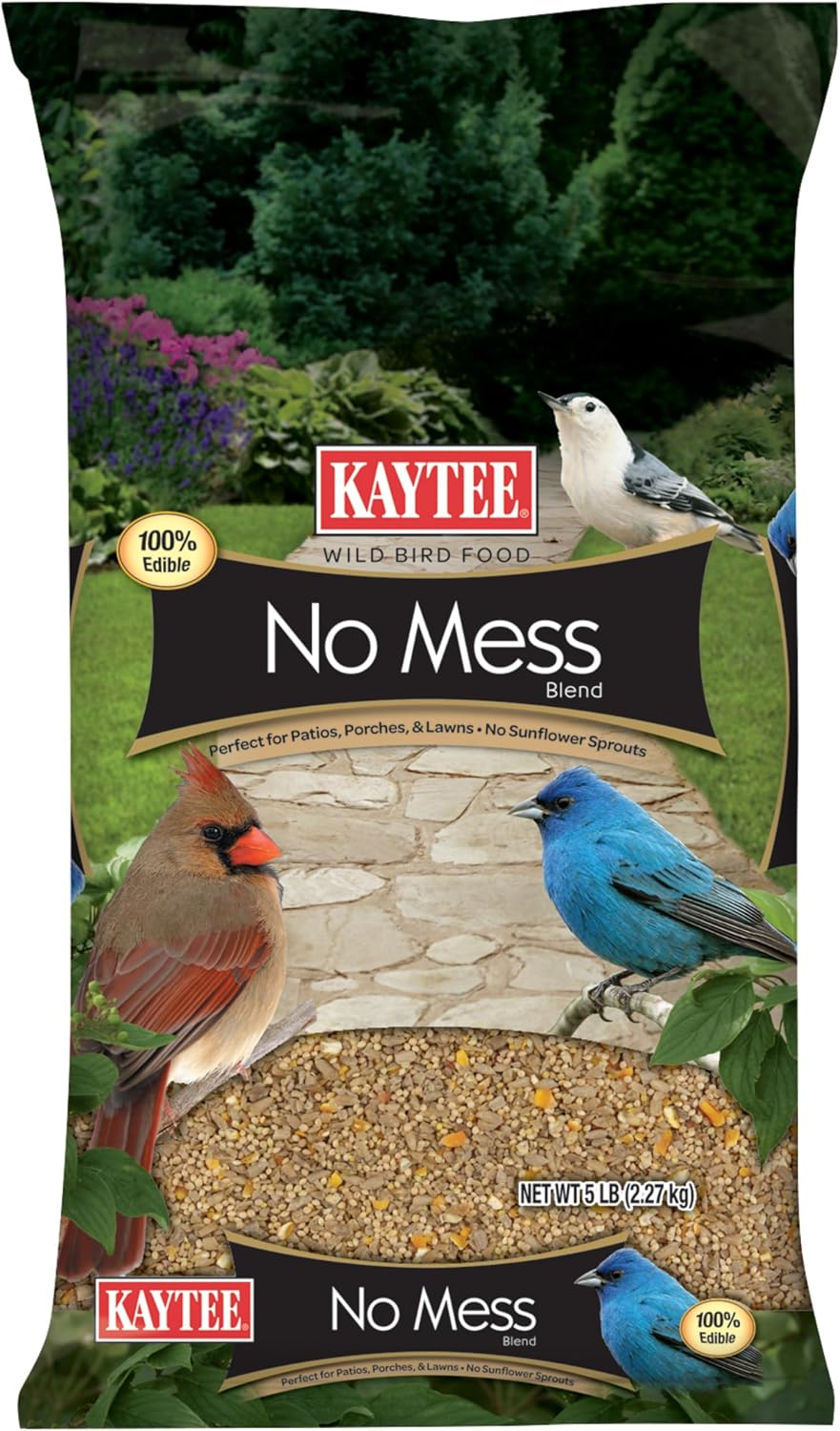 Kaytee Wild Bird No Mess Food Seed Blend for Cardinals, 5 Pound