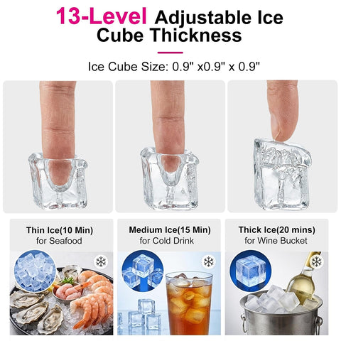 Commercial Ice Maker Machine 80Lbs/24H Dual Water Inlet Silver